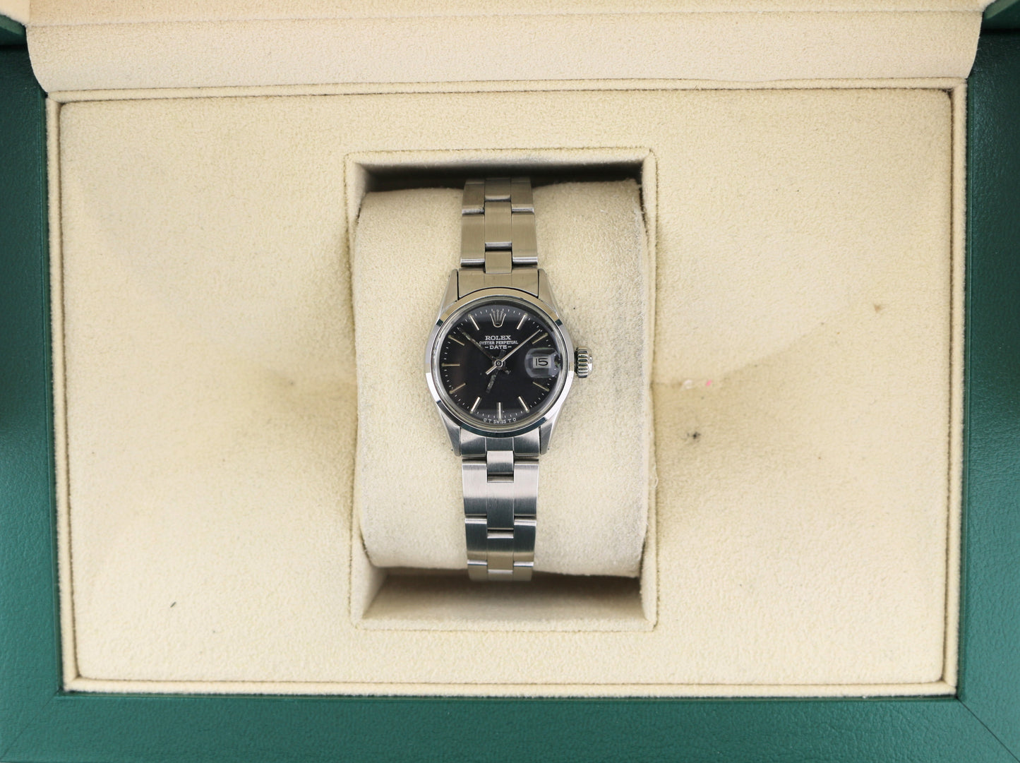 Rolex Ladies Date 6516 Black Dial SS Oyster No Papers 26mm