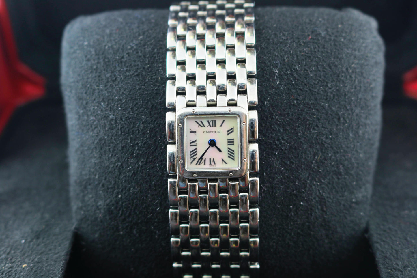 Cartier Panthere Ruban 2420 White Mop Dial Stainless Steel Bracelet No Papers