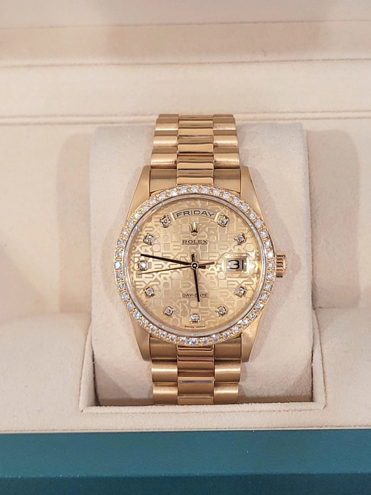 Rolex Day-Date 18348 Khanjar Diamond Dial and Bezel 18kt President RSC Card 2026