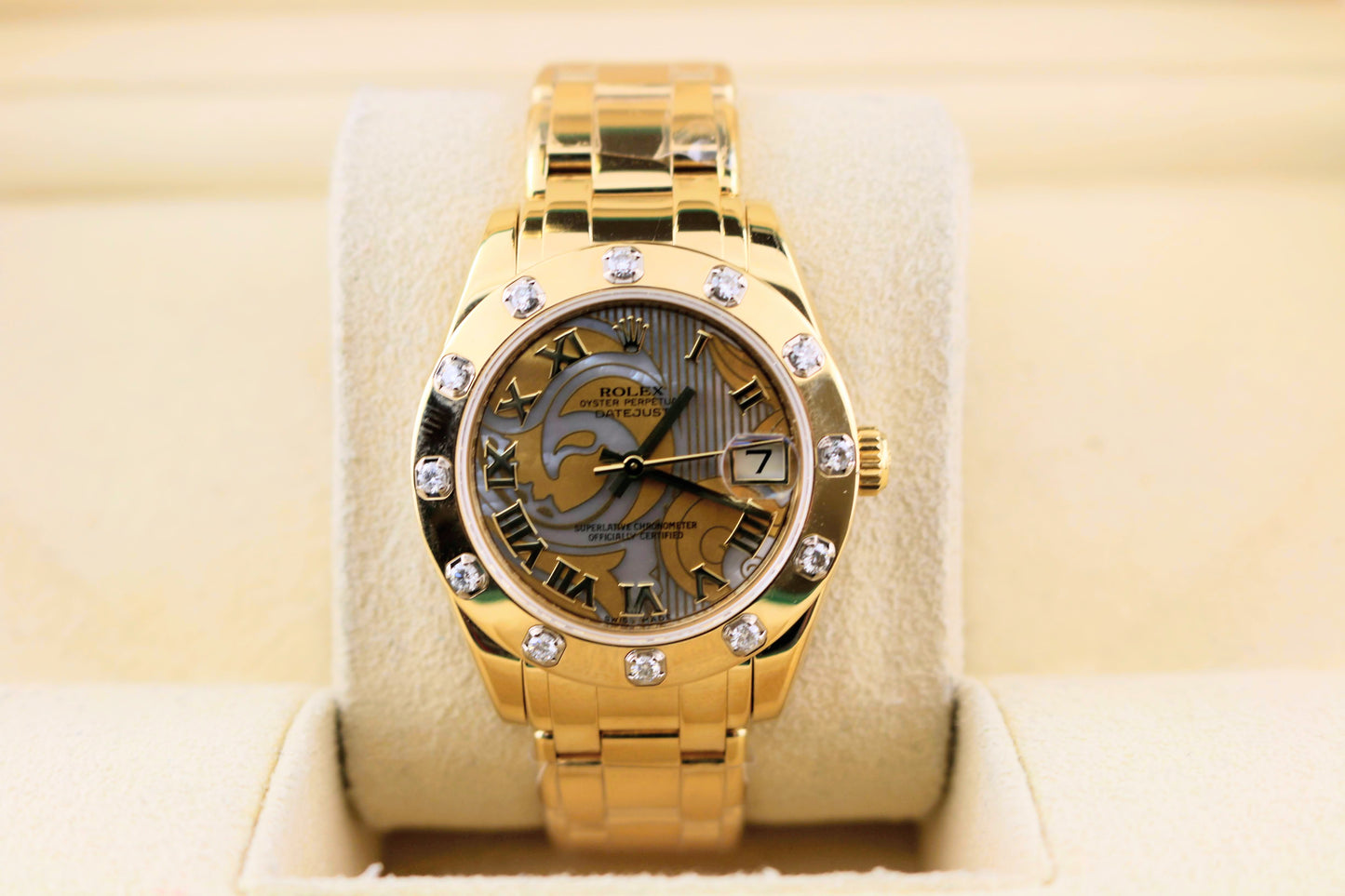 2010 Rolex Datejust 81318 Factory Gold Dust Dream MOP Pearlmaster W/Papers 34mm