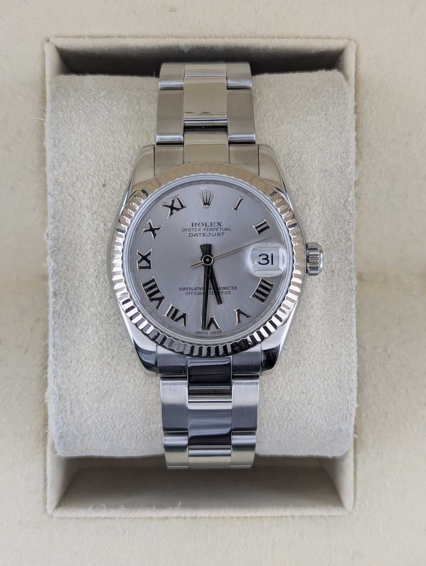 2008 Rolex Datejust Midsize 178274 Silver Roman Dial SS Oyster No Papers 31mm
