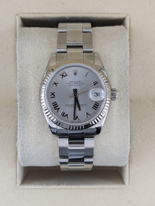 2008 Rolex Datejust Midsize 178274 Silver Roman Dial SS Oyster No Papers 31mm