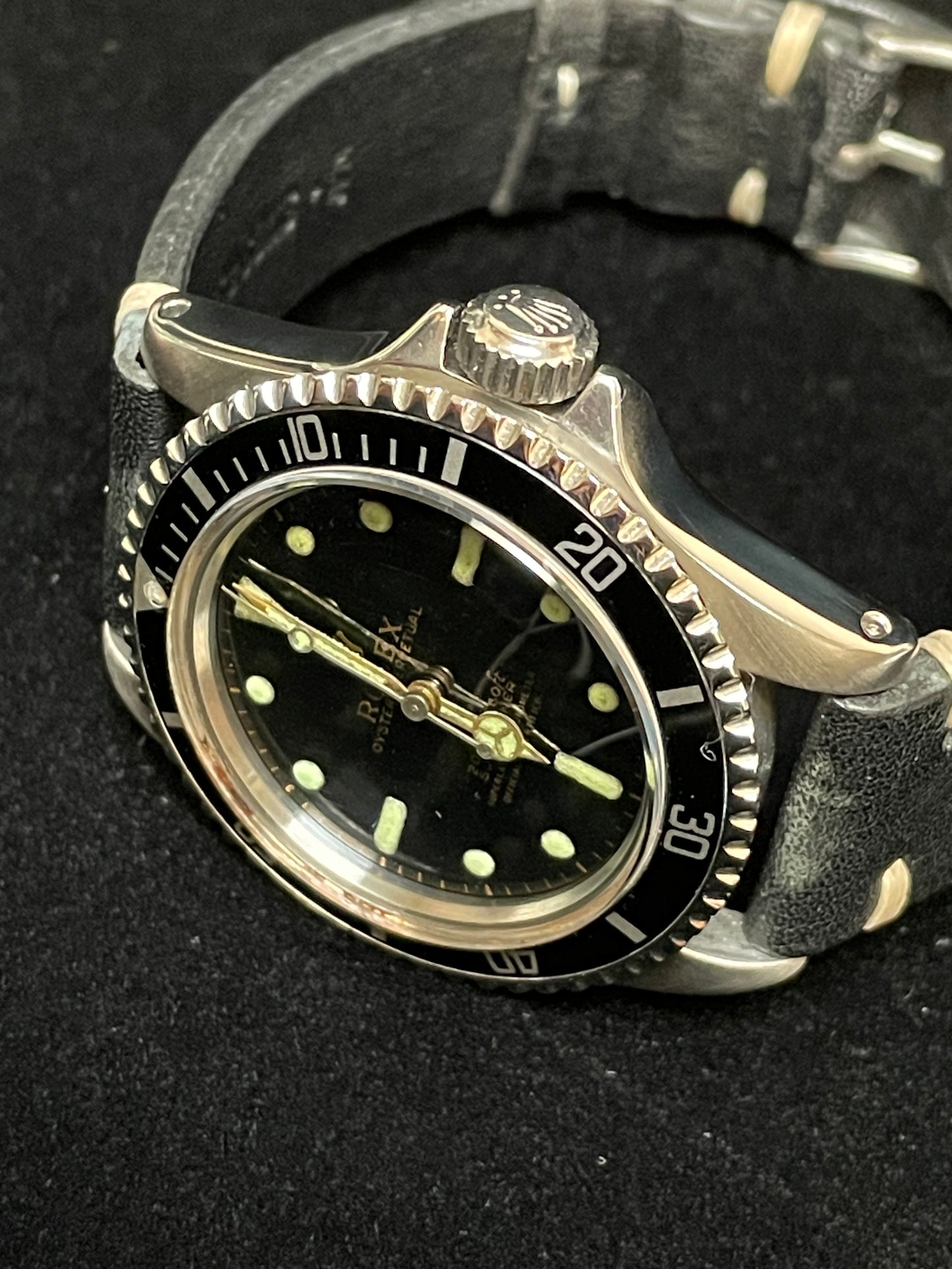 1964 Rolex Submariner 5512 Black Relumed Dial Leather Strap No Papers 40mm