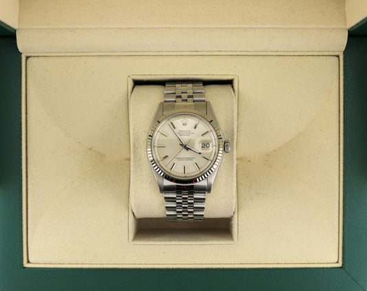 1975 Rolex Datejust 1601 Silver Dial SS Jubilee 18kt Fluted Bezel No Papers 36mm