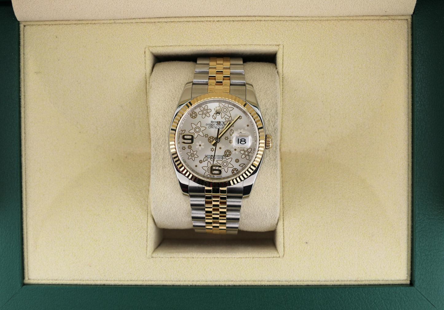 2008 Rolex Datejust 116233 Silver Floral Dial TT 18kt Jubilee No Papers 36mm