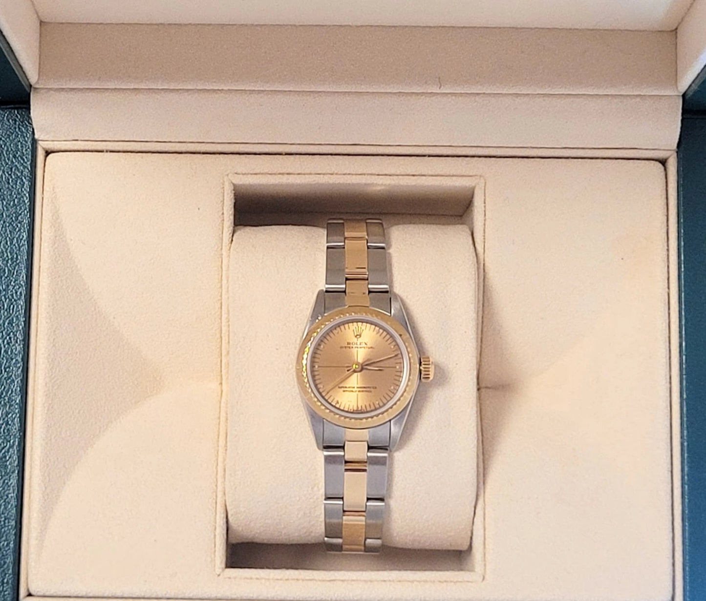 1990 Rolex Ladies Oyster Perpetual 67234 Champagne Dial TT Oyster No Papers 26mm