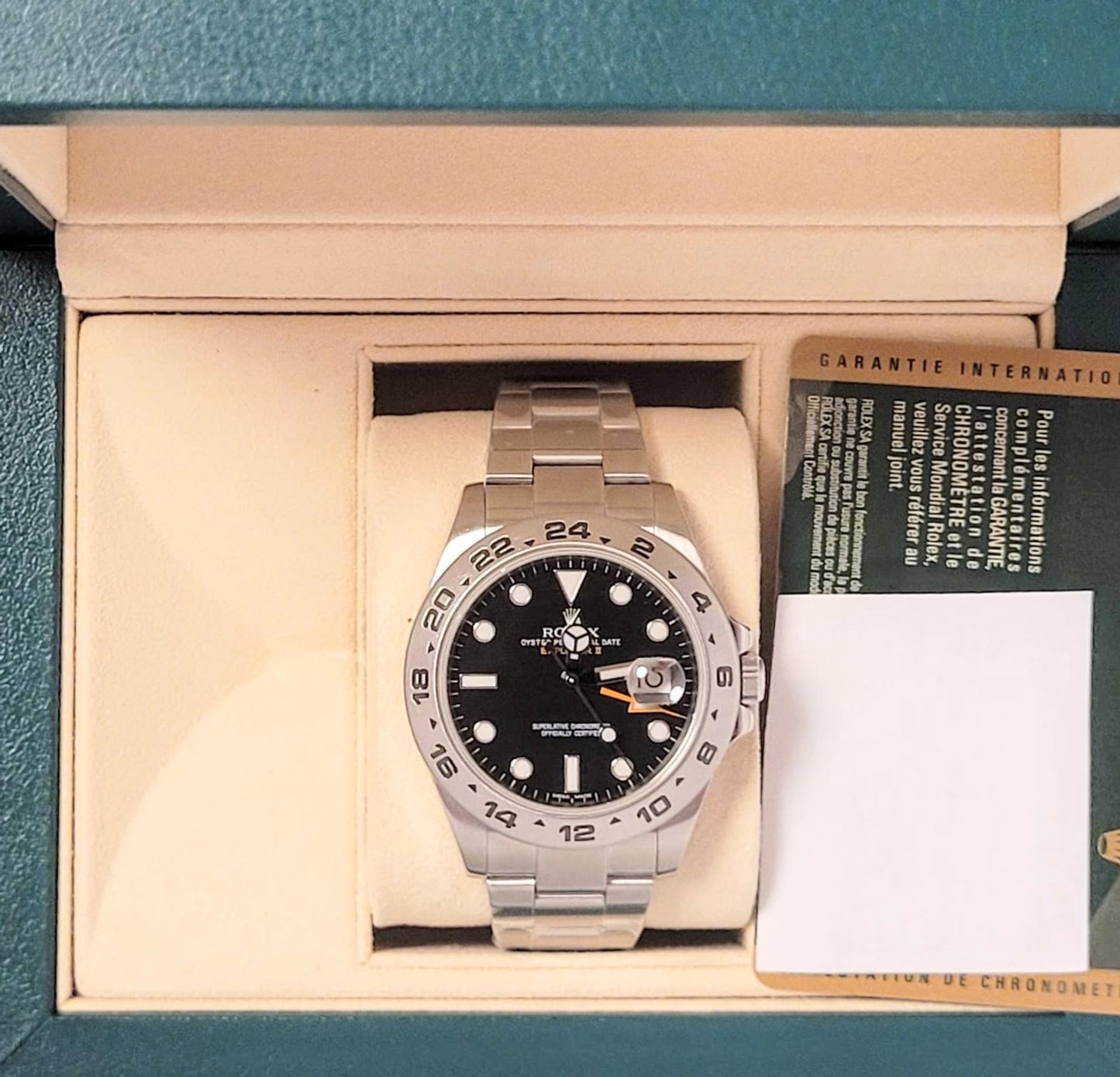2014 Rolex Explorer II 216570 Black Dial SS Oyster With Papers 42mm