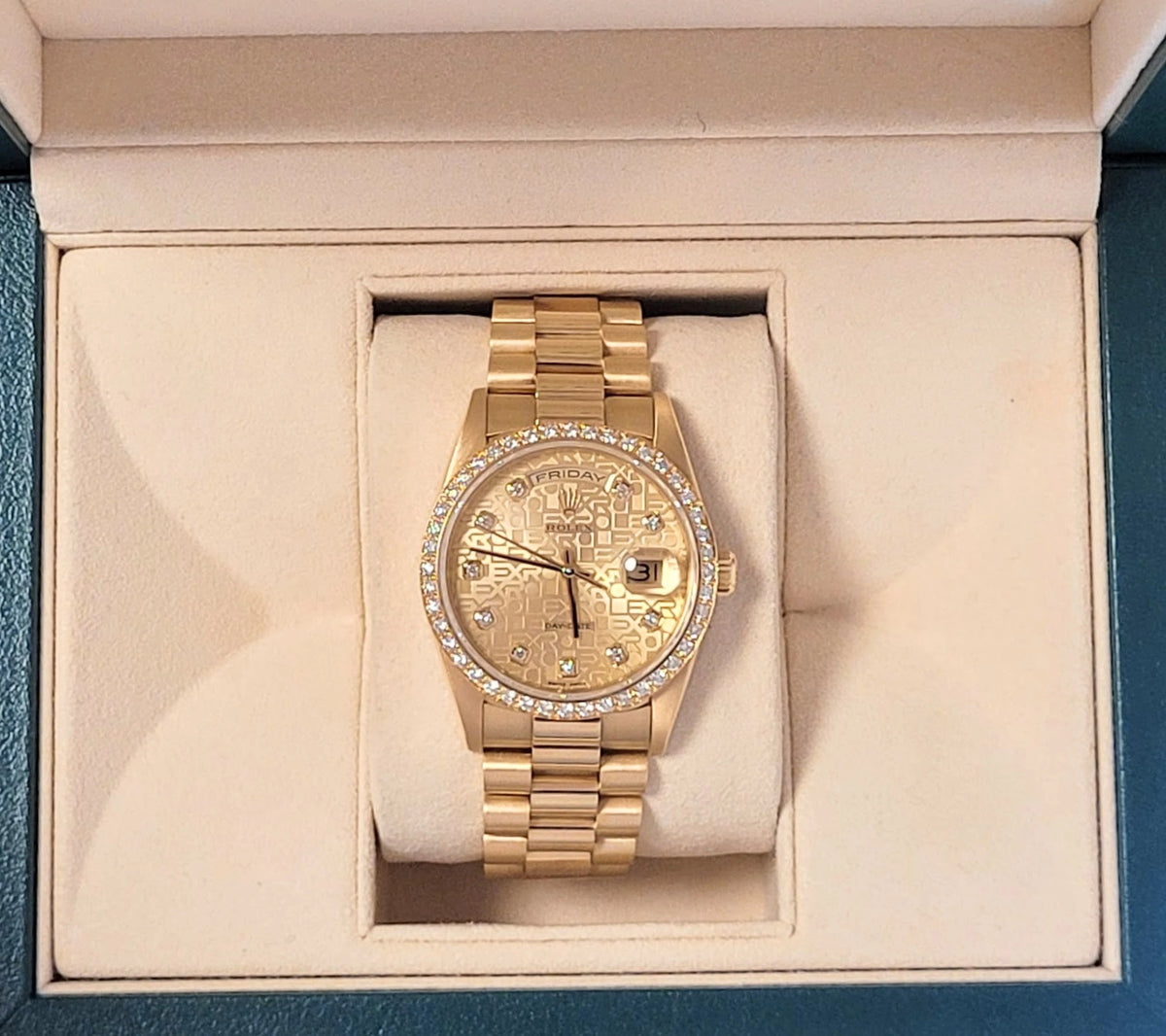 Rolex Day-Date 18348 Khanjar Diamond Dial and Bezel 18kt President RSC Card 2026