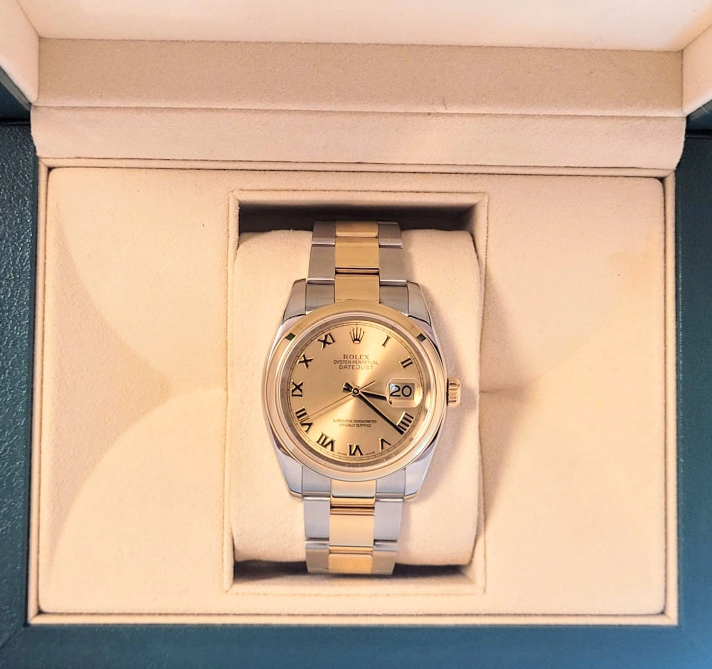 2004 Rolex Datejus 116203 Champagne Roman Dial TT Oyster No Papers 36mm