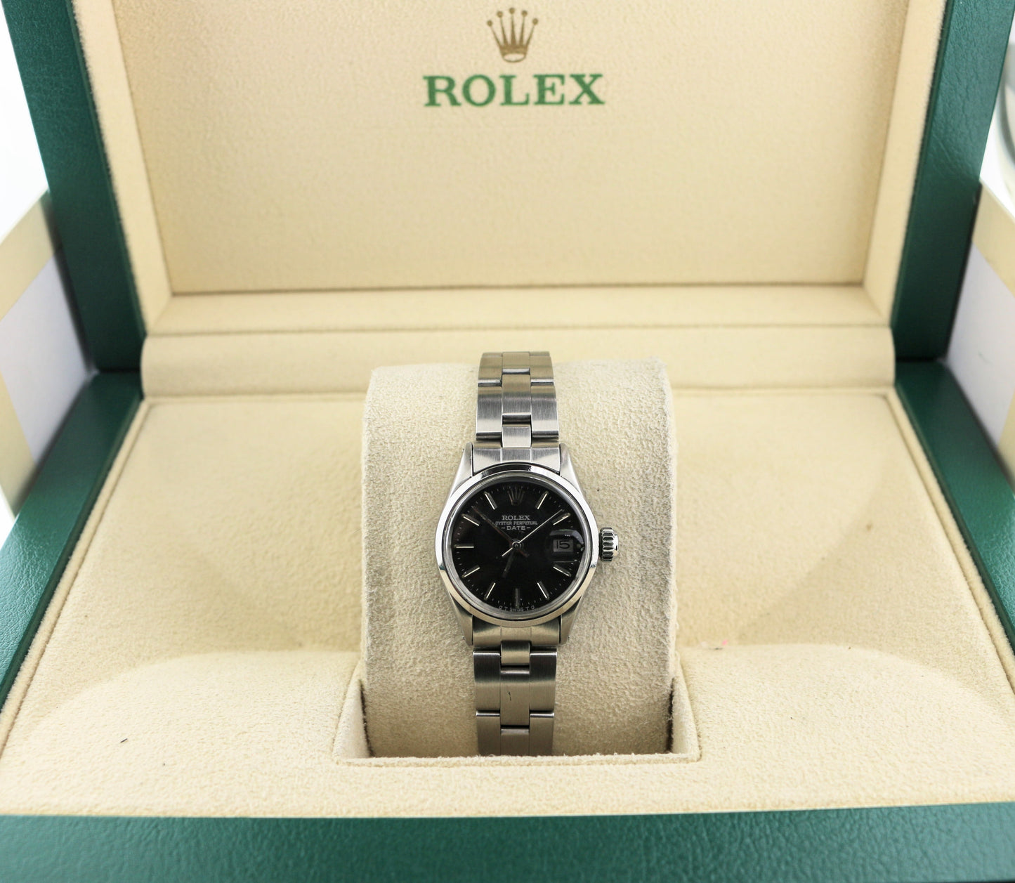 Rolex Ladies Date 6516 Black Dial SS Oyster No Papers 26mm