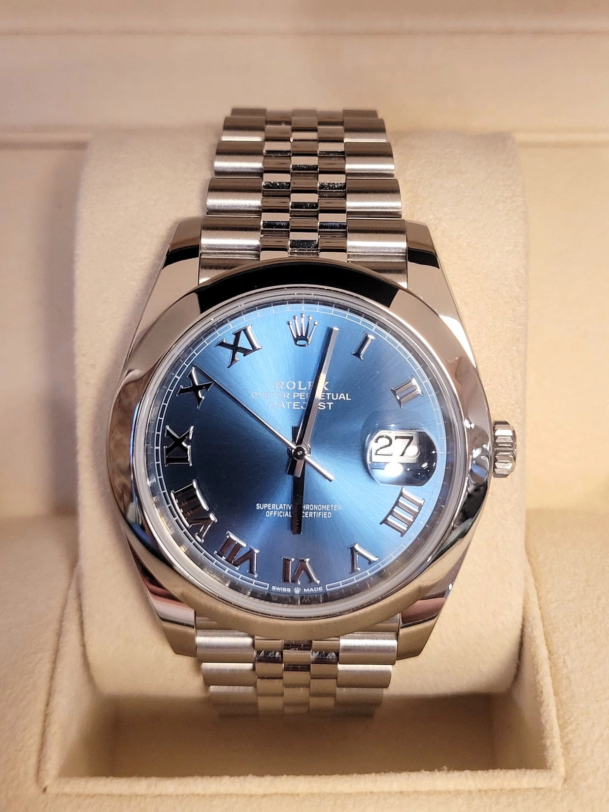 2020 Rolex Datejust 126300 Blue Roman Dial SS Jubilee With Papers 41mm