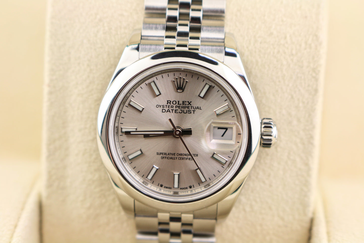 2020 Rolex Ladies Datejust 279160 Silver Stick Dial SS Jubilee With Papers 28mm