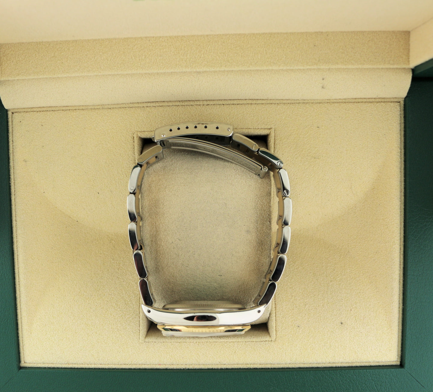 Rolex Date 15203 Champagne Dial Smooth Bezel TT 18k Oyster With Open Papers 34mm