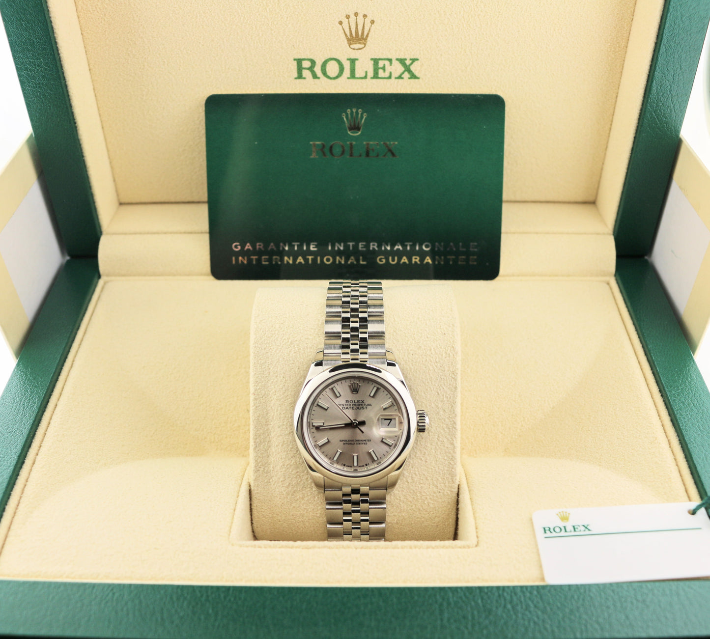 2020 Rolex Ladies Datejust 279160 Silver Stick Dial SS Jubilee With Papers 28mm