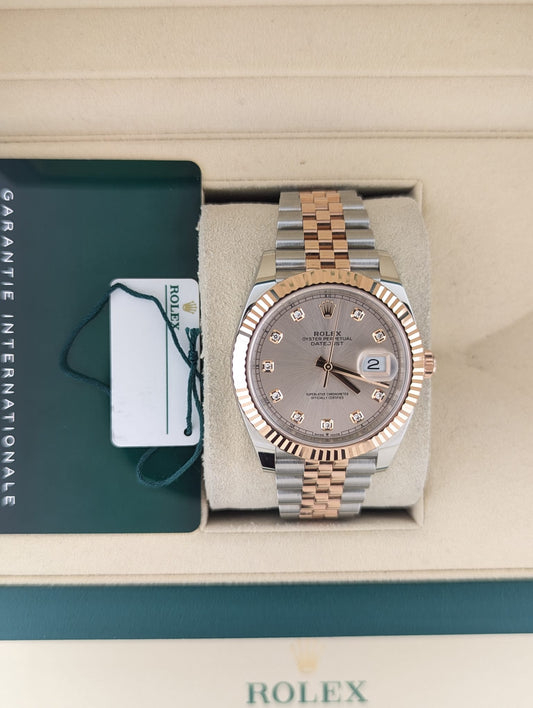 OHA 2024 Rolex Datejust 126331 Sundust Pink Diamond TT Jubilee Rose W Papers 41mm