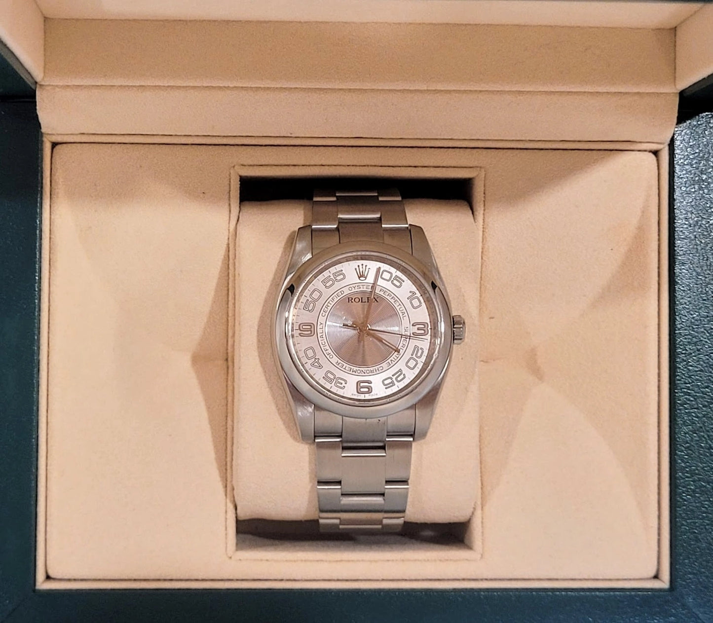2008 Rolex Oyster Perpetual 116000 Silver Concentric Dial SS Oyster 36mm