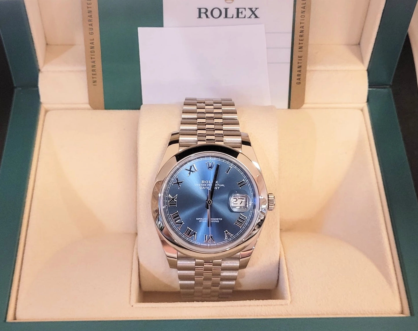 2020 Rolex Datejust 126300 Blue Roman Dial SS Jubilee With Papers 41mm