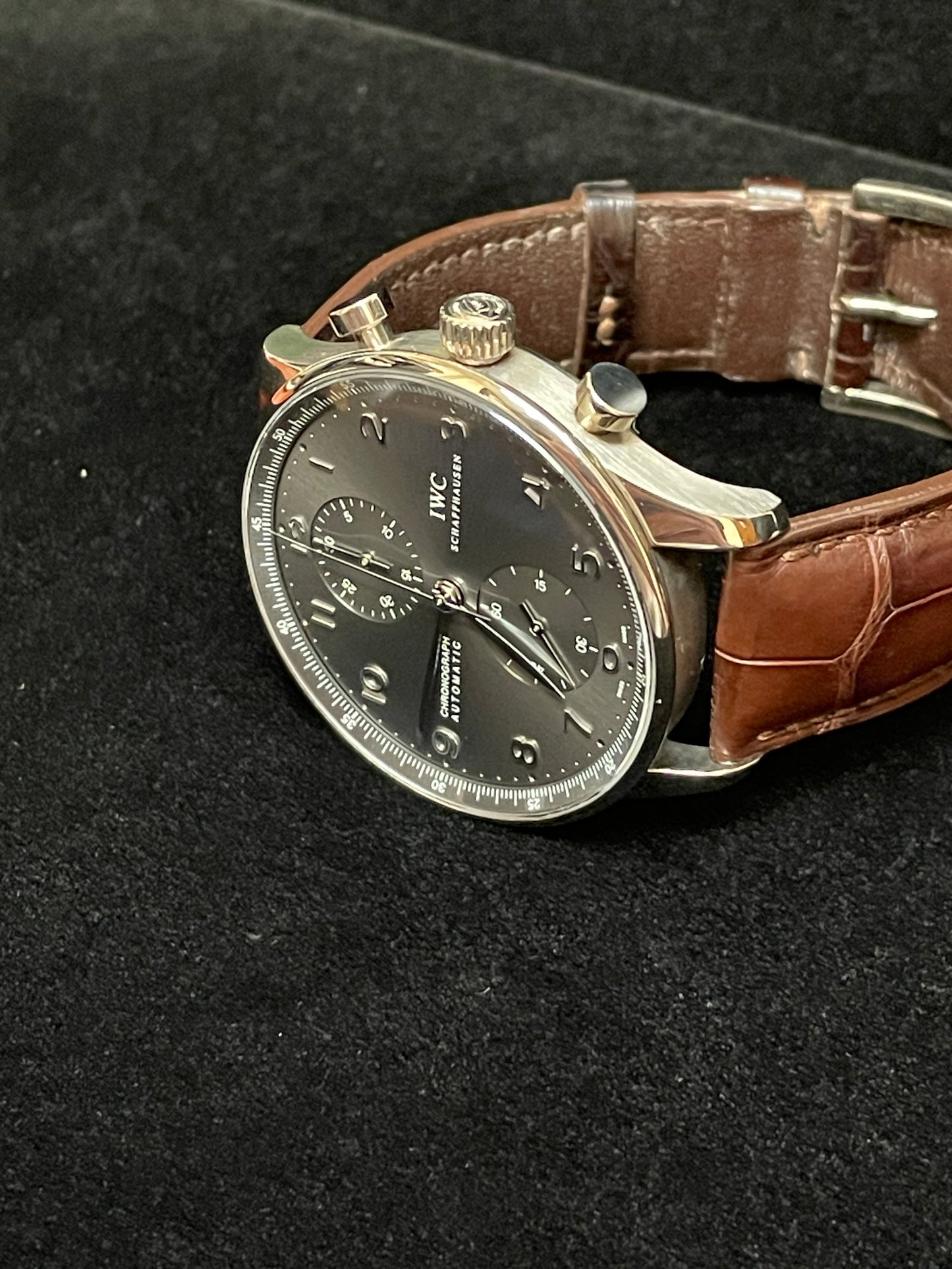 IWC Portuguese Chrono IW371431 Grey Dial Leather Strap WG 18kt No Papers 41mm