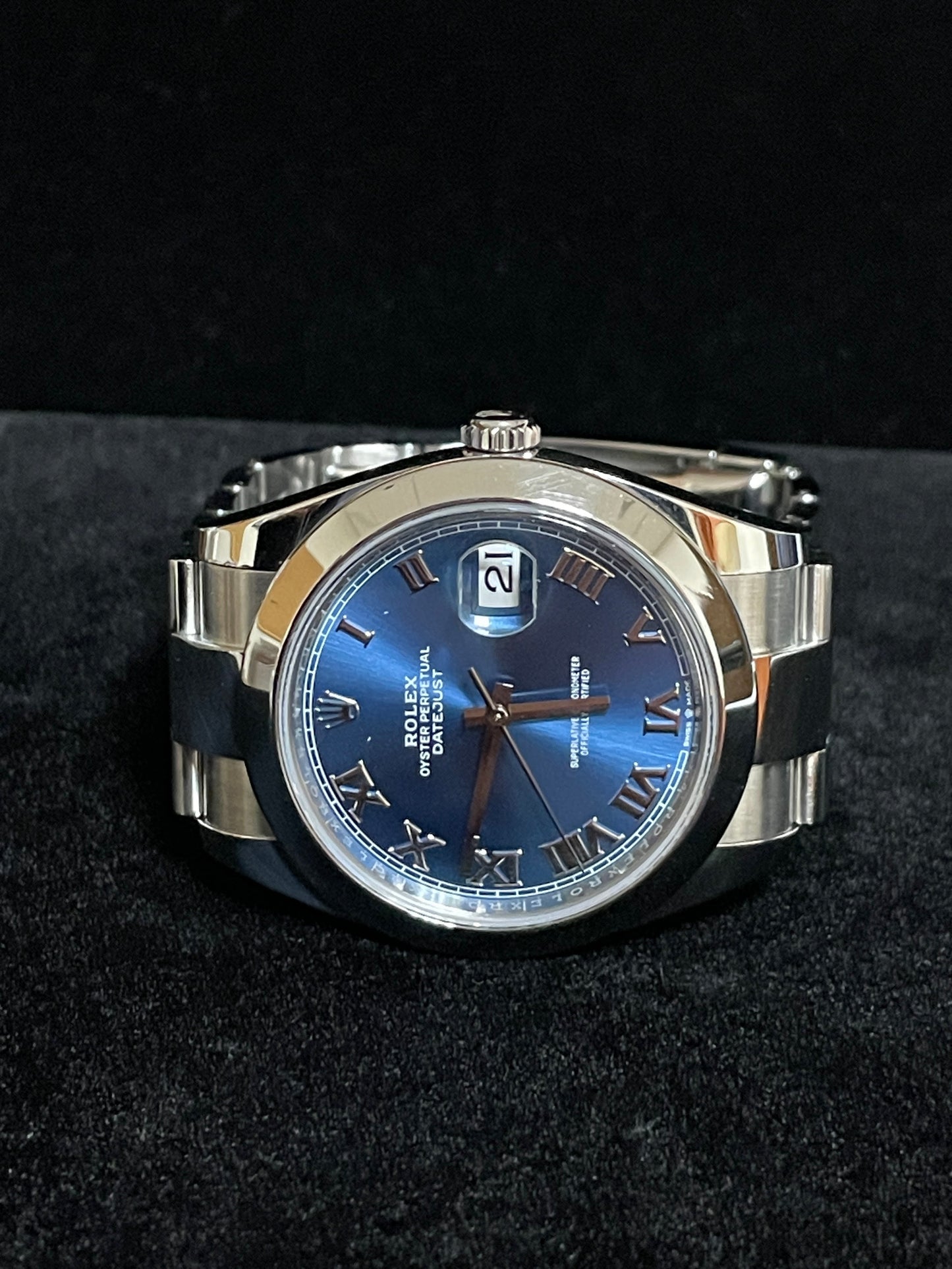 2022 Rolex Datejust 126300 Blue Roman Dial SS Oyster With Papers 41mm