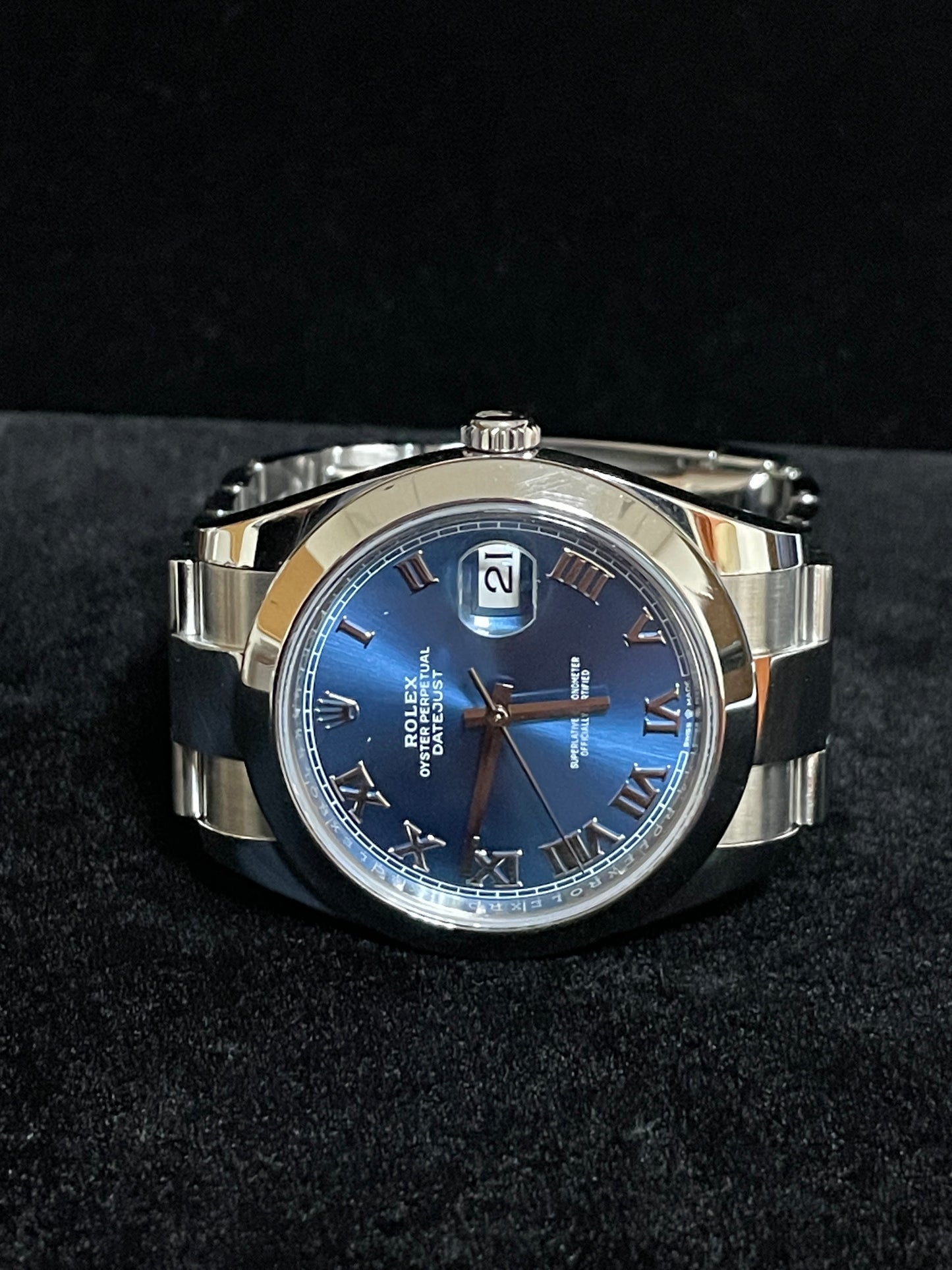 2022 Rolex Datejust 126300 Blue Roman Dial SS Oyster With Papers 41mm