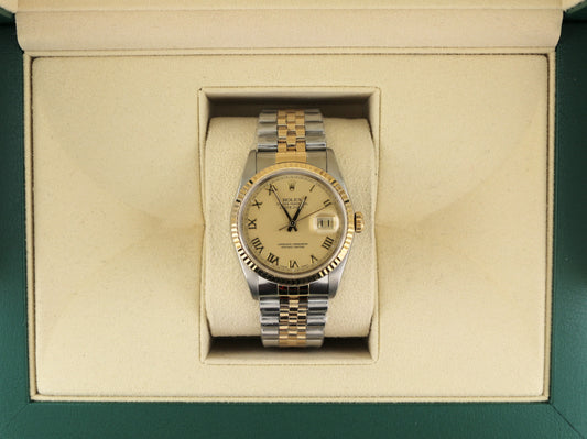1988 Rolex Datejust 16233 Champagne Roman Dial TT 18kt Jubilee No Papers 36mm