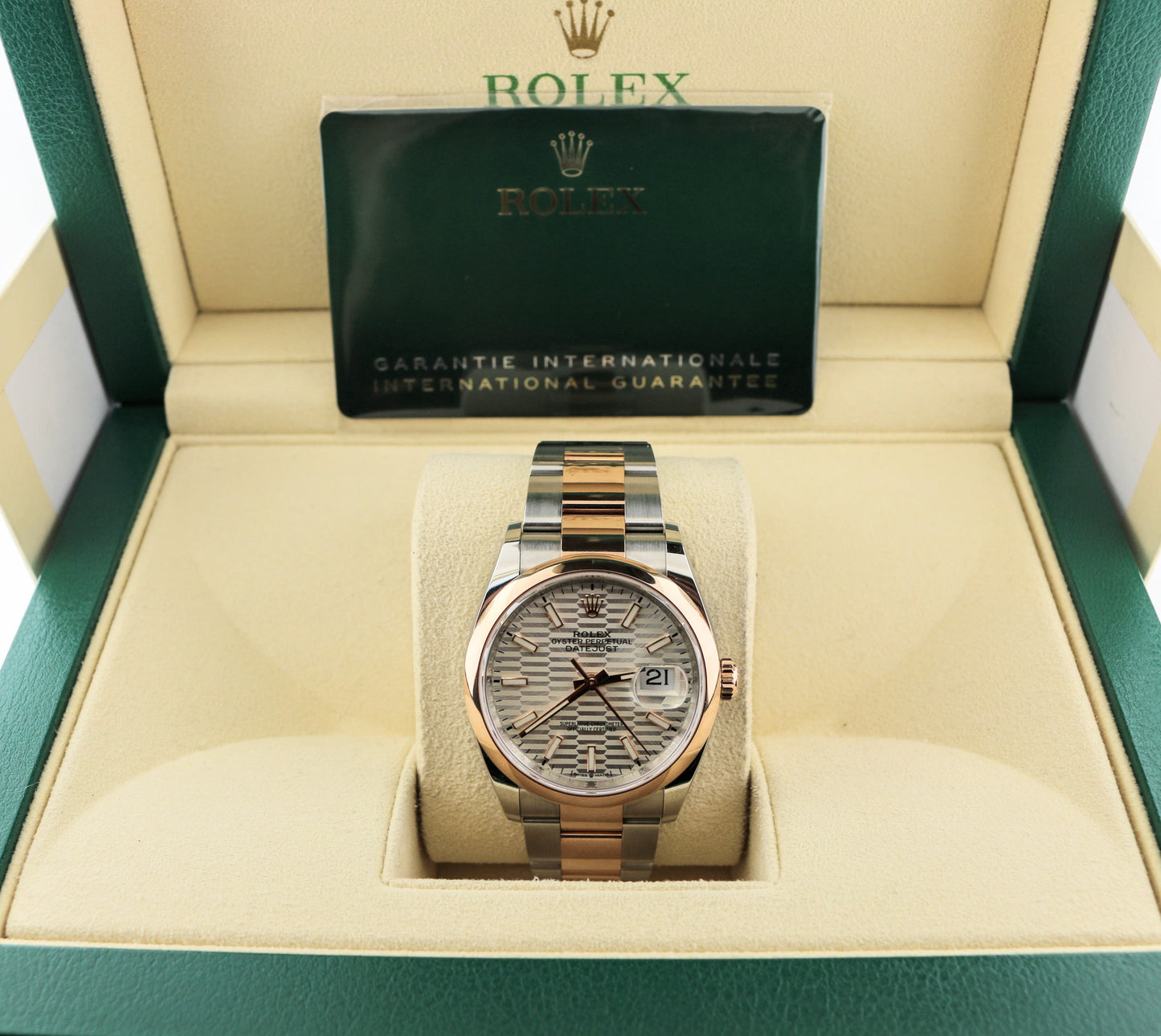 OHA 2023 Rolex Datejust 126201 Silver Motif Dial TT 18kt Oyster Rose W Papers 36mm