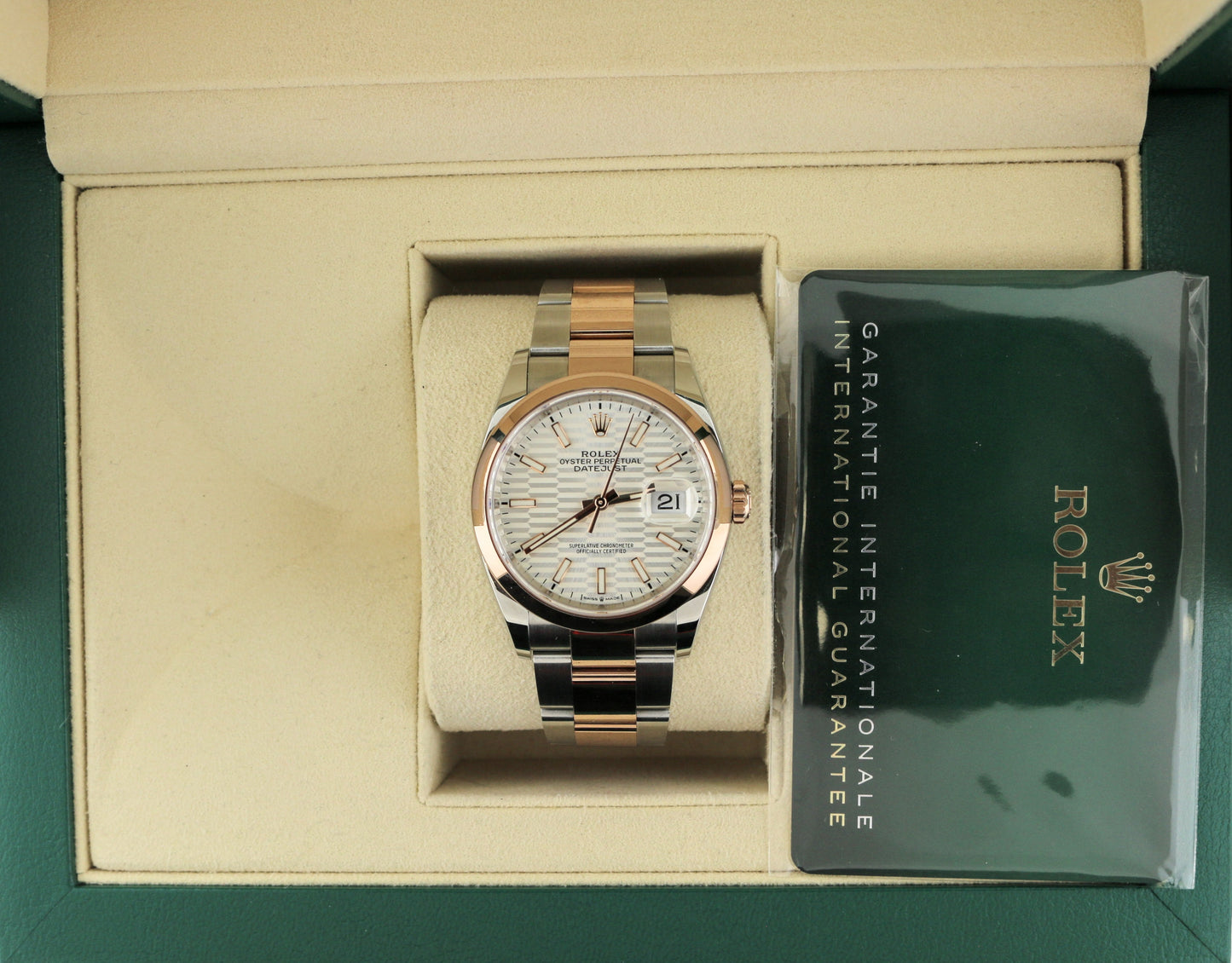 OHA 2023 Rolex Datejust 126201 Silver Motif Dial TT 18kt Oyster Rose W Papers 36mm