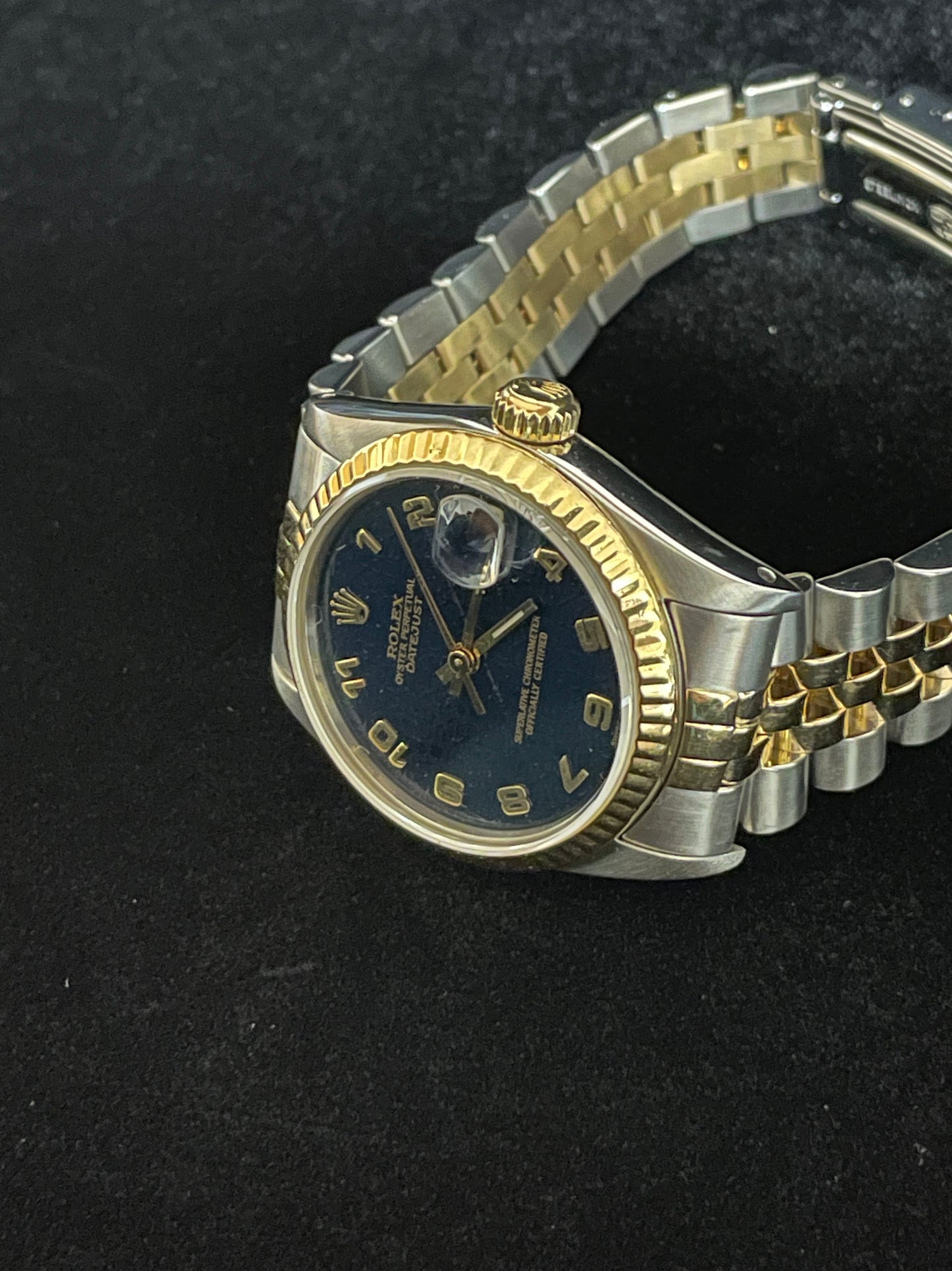 1985 Rolex Datejust Midsize 68273 Blue Arabic Dial TT 18kt Jubilee No Paper 31mm
