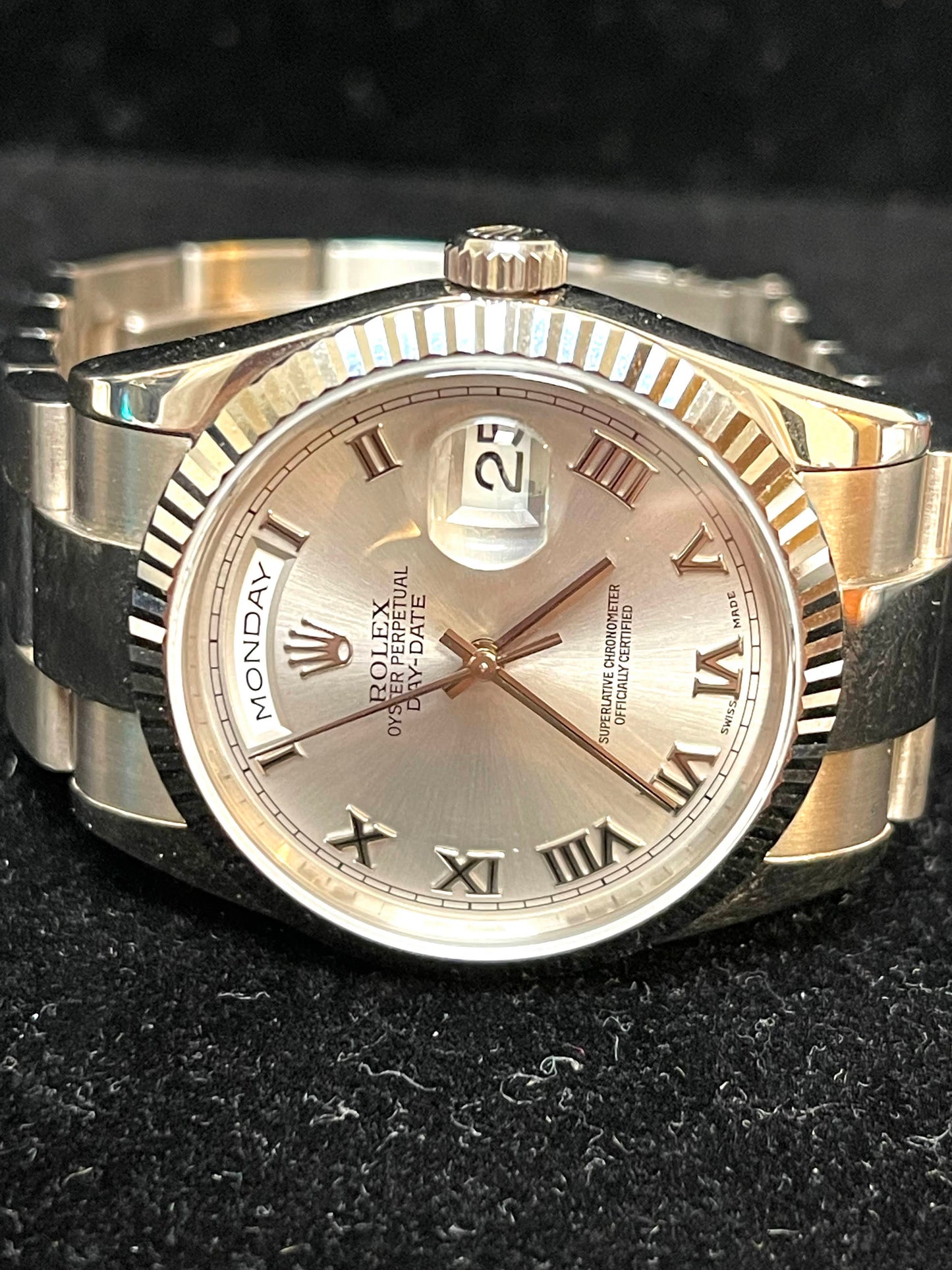 2000 Rolex Day-Date 118239 Silver Roman Dial 18kt WG Oyster No Papers 36mm