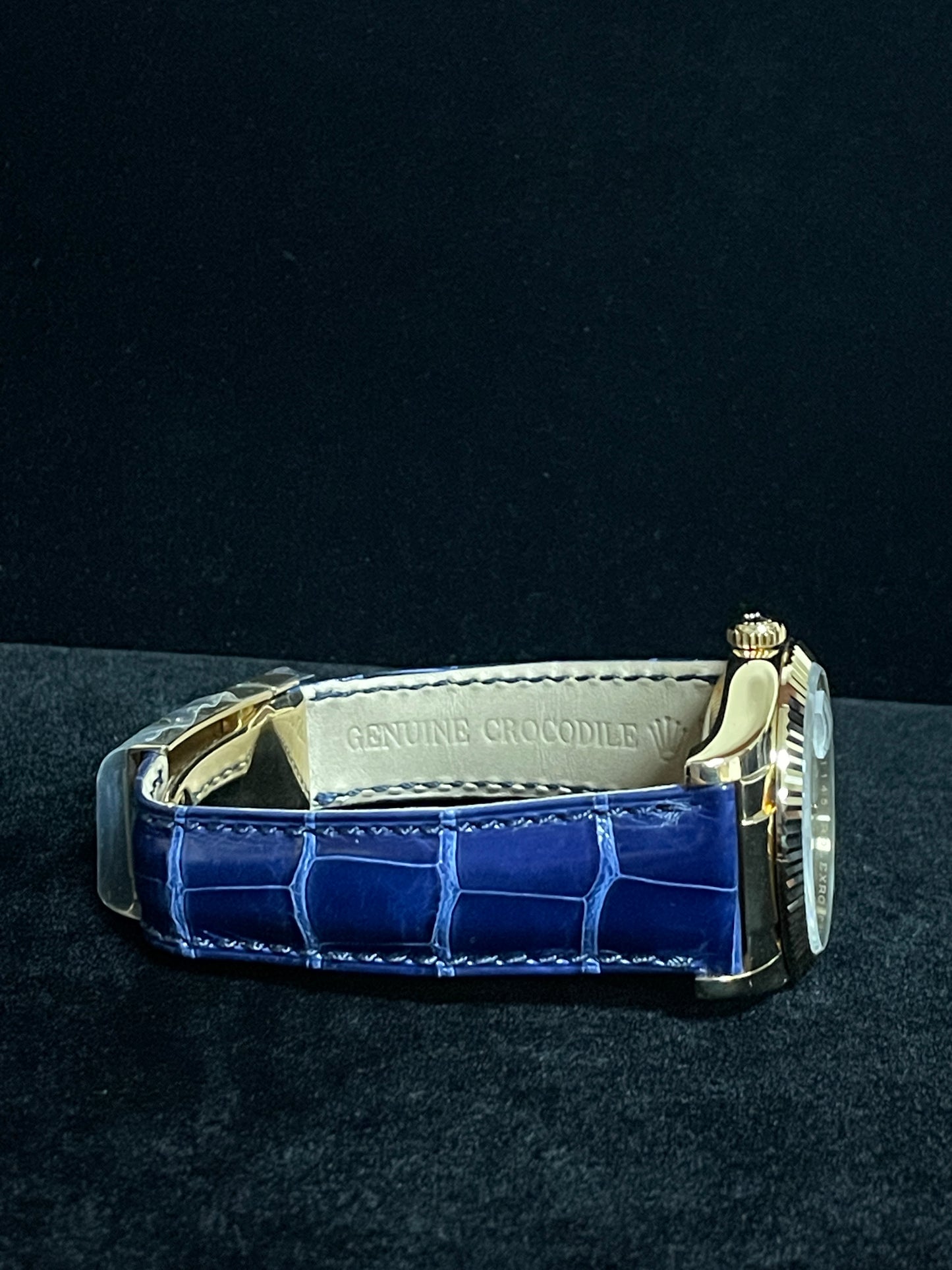 2006 Rolex Datejust 116138 White Dial Blue Leather Strap 18kt YG No Papers 36mm