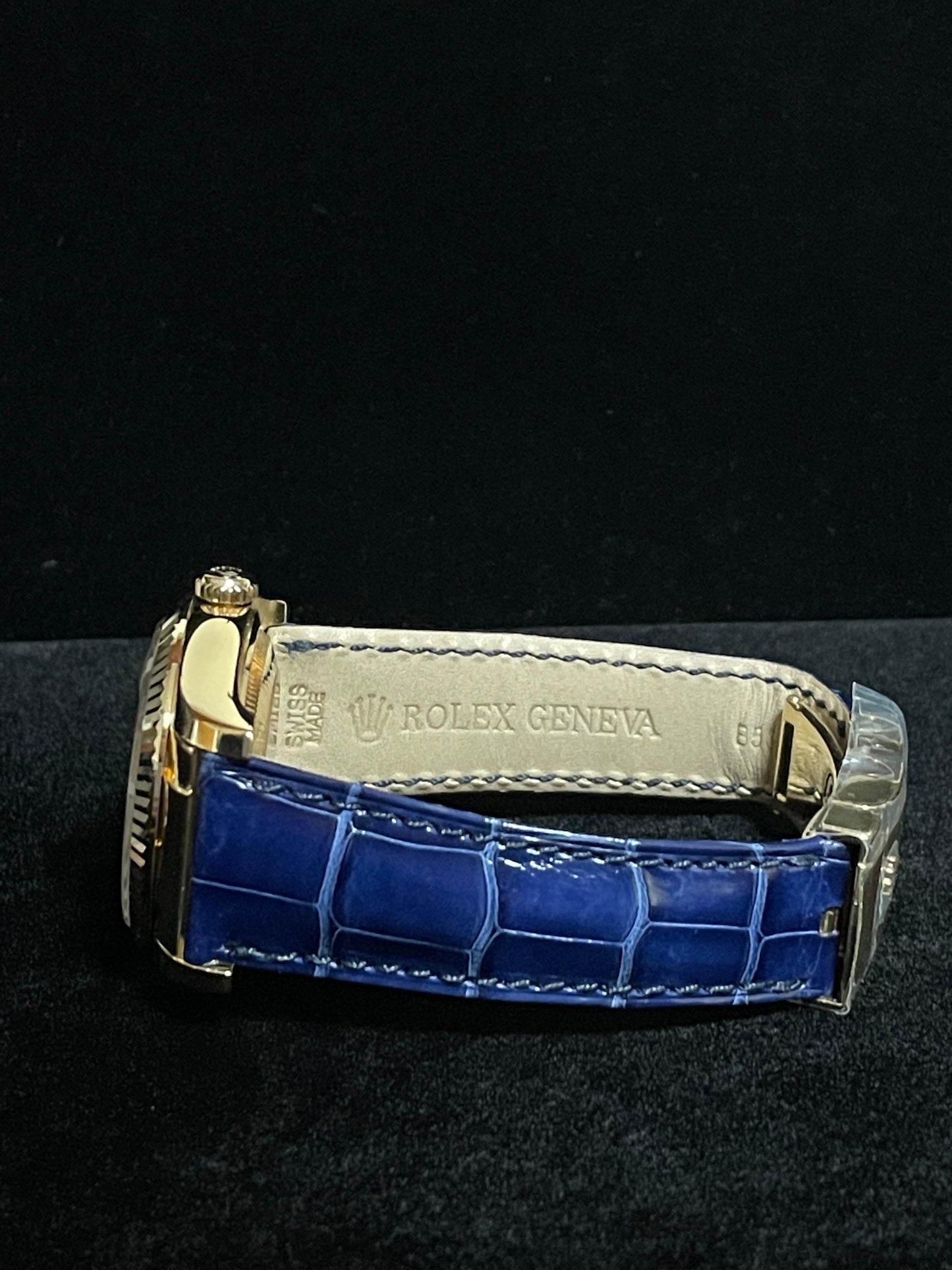 2006 Rolex Datejust 116138 White Dial Blue Leather Strap 18kt YG No Papers 36mm