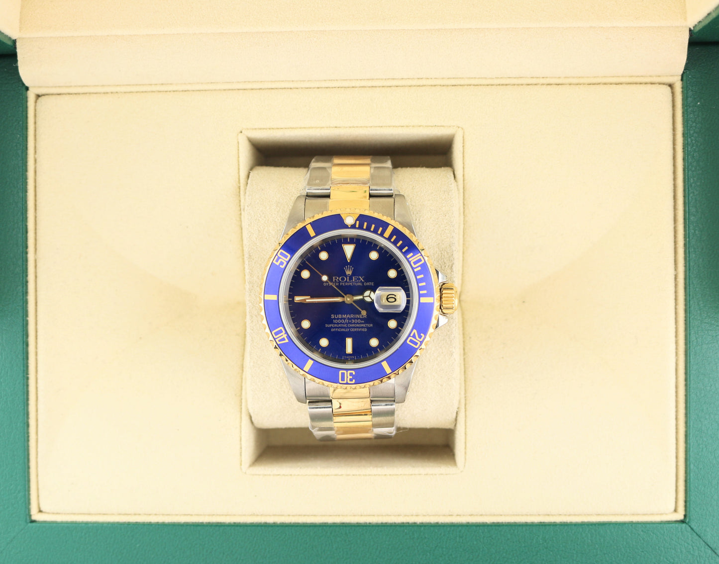1997 Rolex Mens Submariner 16613 Blue Dial TT 18kt Oyster No Papers 40mm