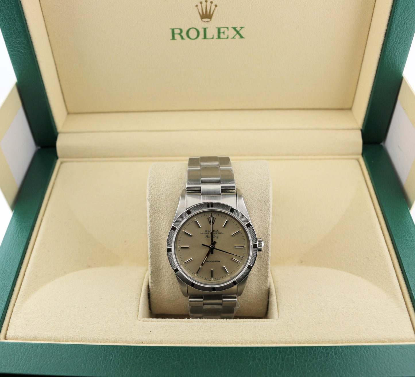 1995 Rolex Air-King 14010 Silver Dial Engine Turned SS Oyster No Papers 34mm