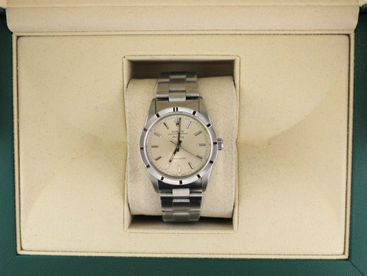 1995 Rolex Air-King 14010 Silver Dial Engine Turned SS Oyster No Papers 34mm