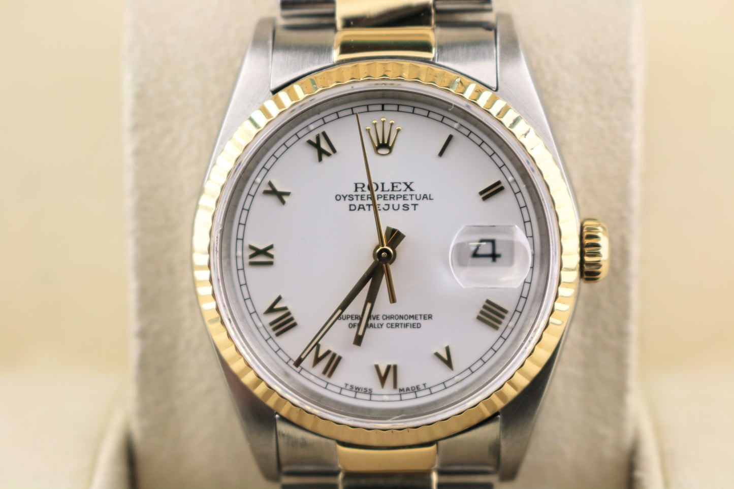 1991 Rolex Datejust 16233 White Roman Dial TT 18kt Oyster No Papers 36mm