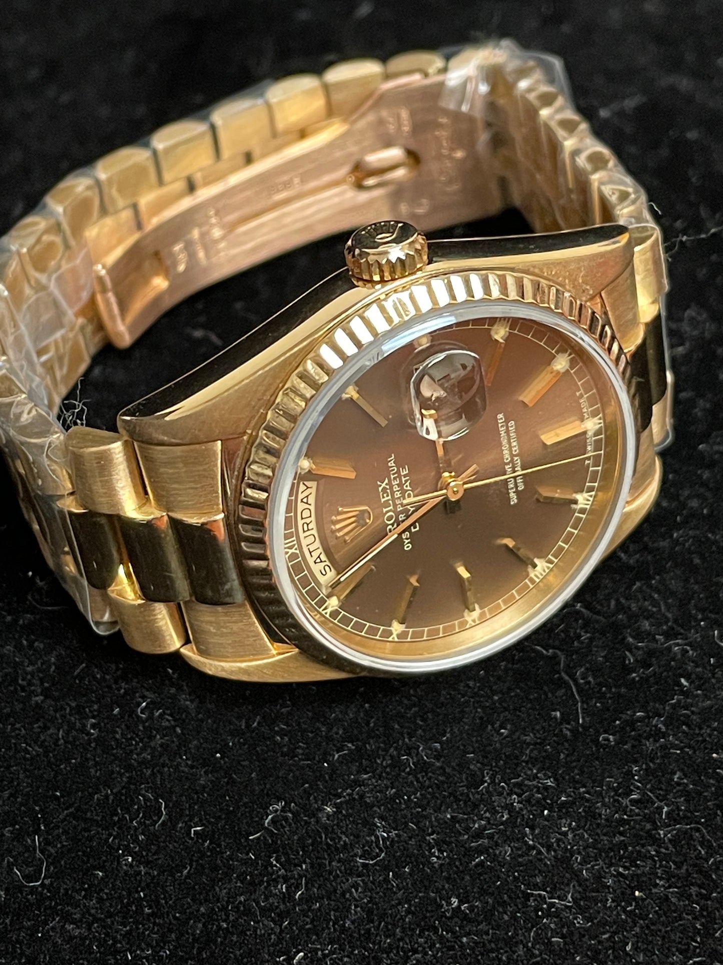 1989 Rolex Day-Date 18238 Tobacco Dial 18kt President No Papers 36mm