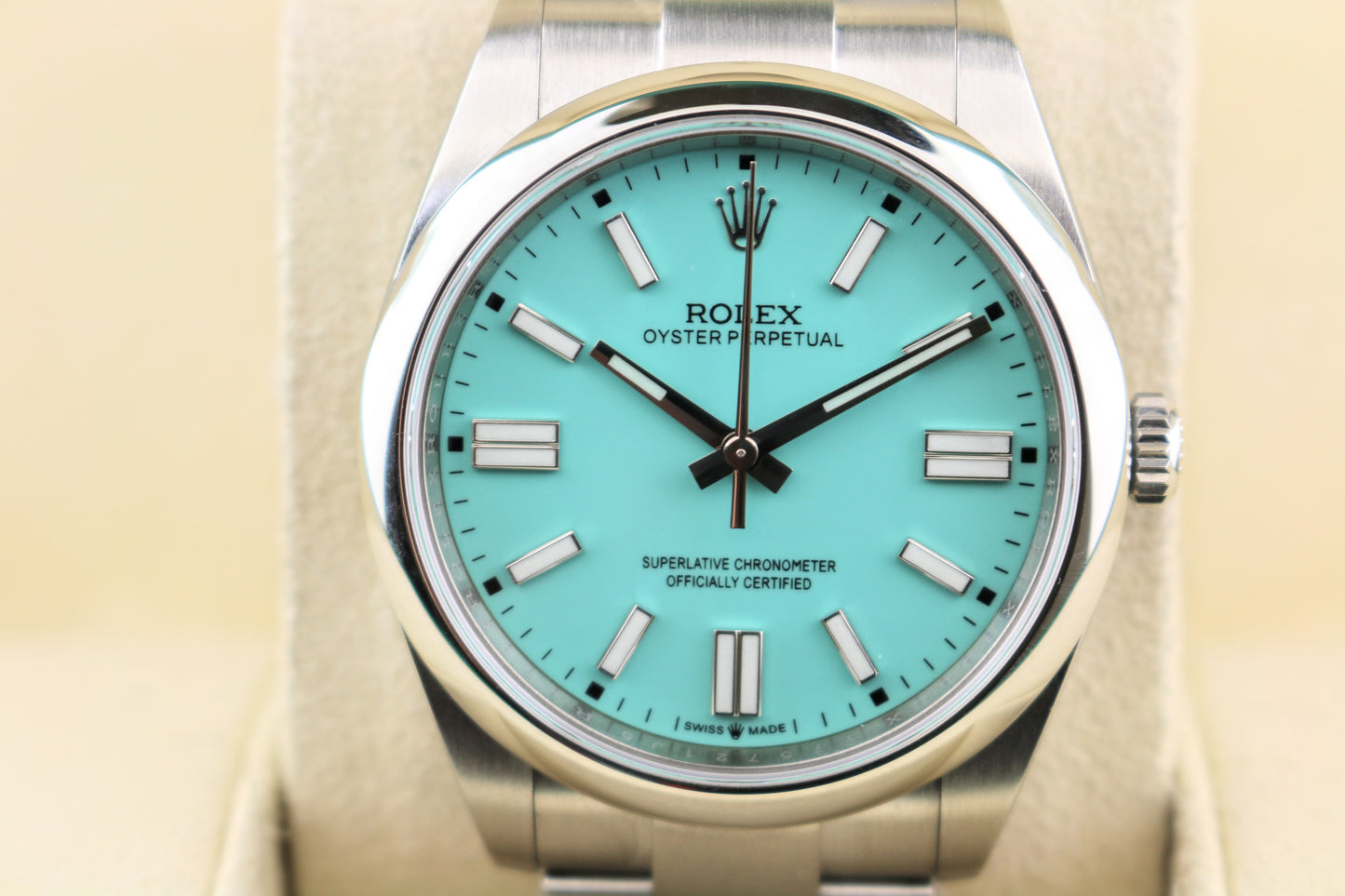 2020 Rolex Oyster Perpetual 124300 Tiffany Dial SS Oyster With Papers 41mm