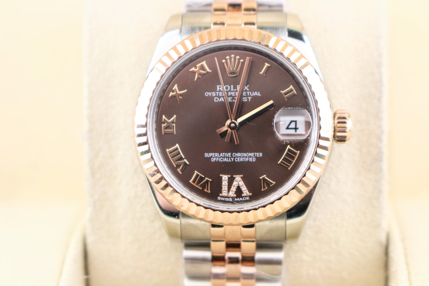 2018 Rolex Datejust 178241 Chocolate Diamond Dial TT Jubilee Rose W Papers 31mm