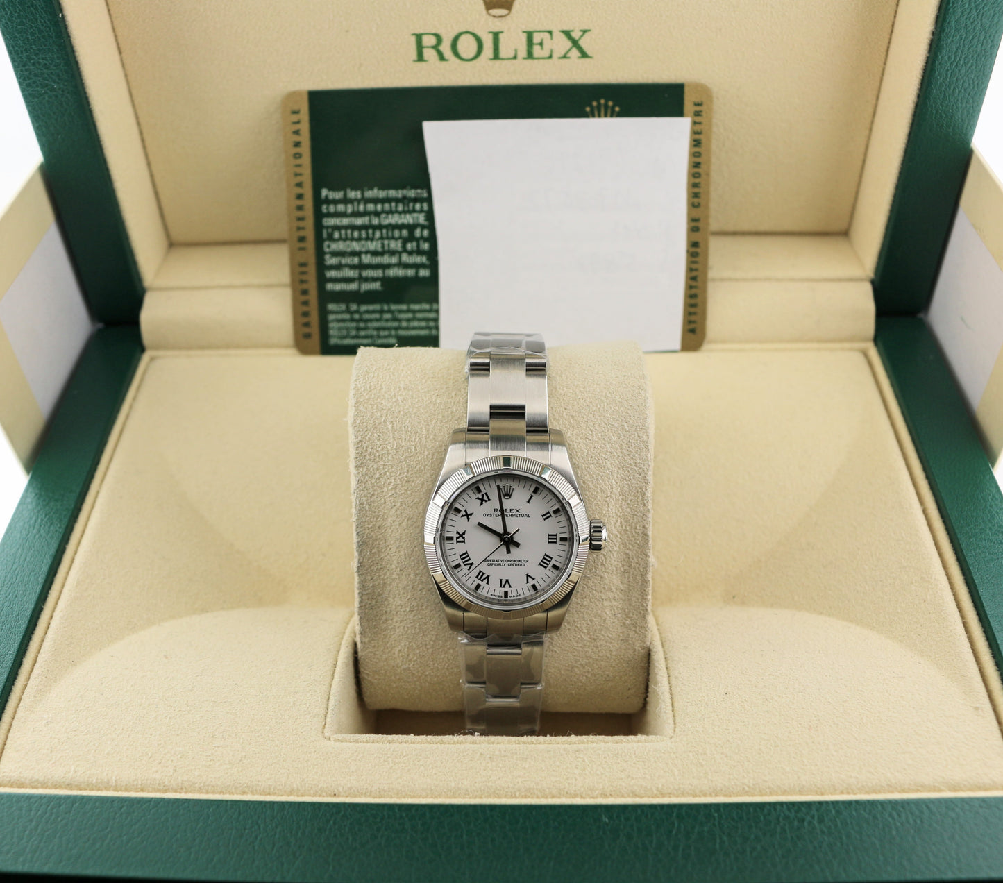 2011 Rolex Ladies Oyster Perpetual 176210 White Roman Dial SS With Papers 26mm