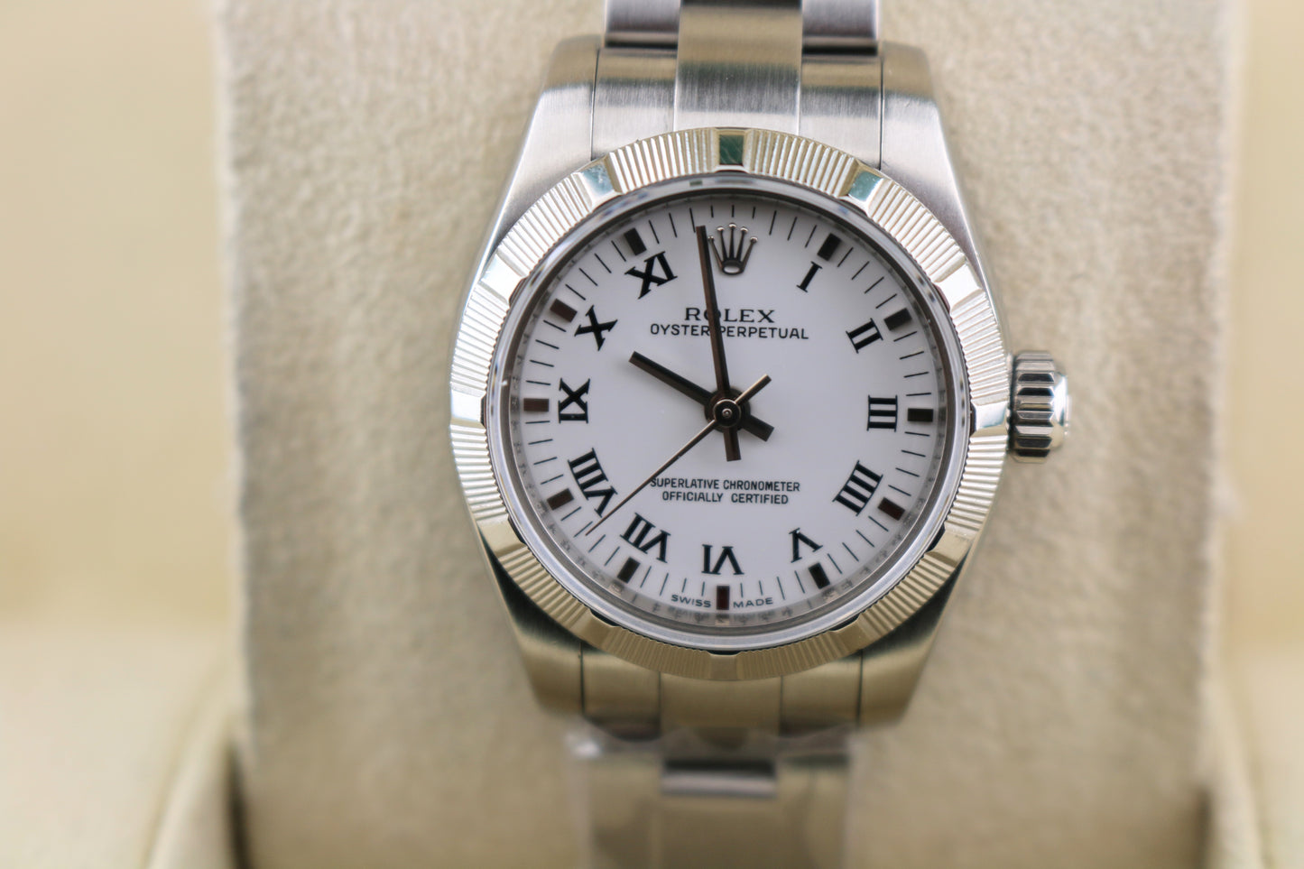 2011 Rolex Ladies Oyster Perpetual 176210 White Roman Dial SS With Papers 26mm