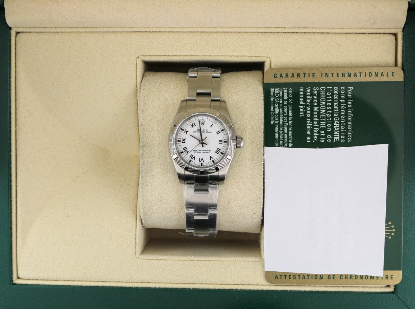 2011 Rolex Ladies Oyster Perpetual 176210 White Roman Dial SS With Papers 26mm