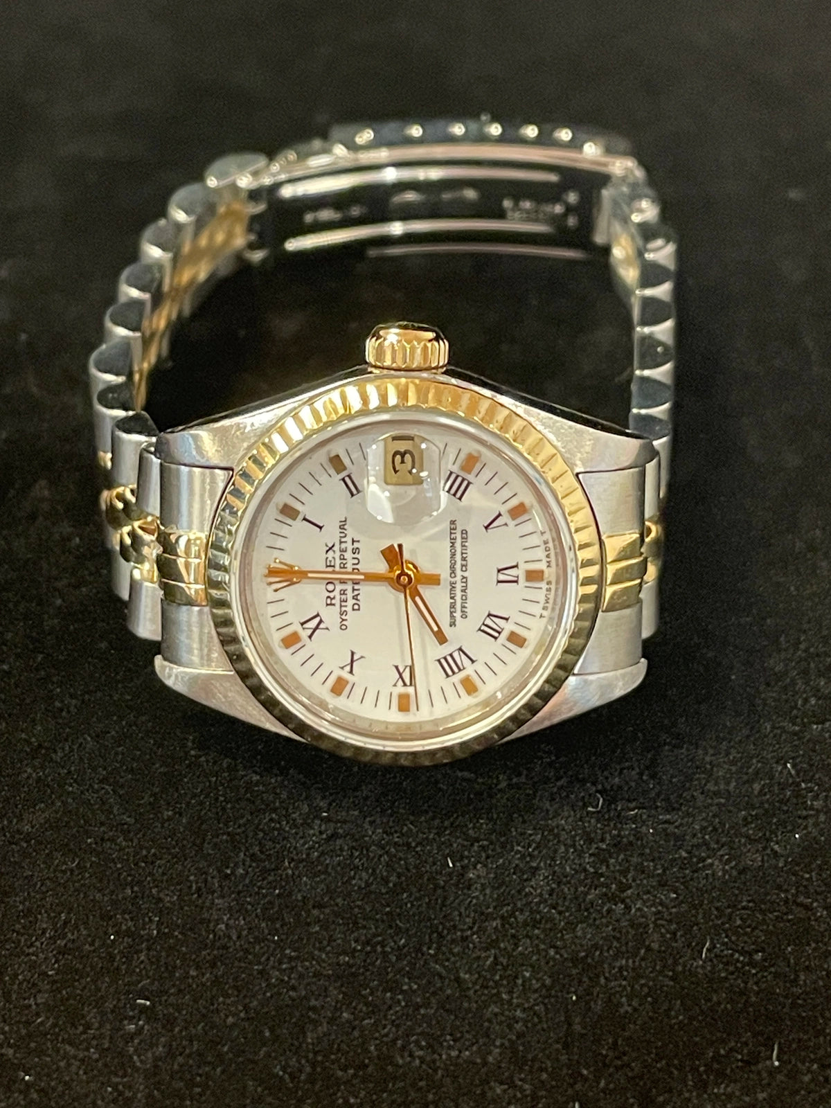 1986 Rolex Ladies Datejust 69173 White Roman Dial TT Jubilee No Papers 26mm