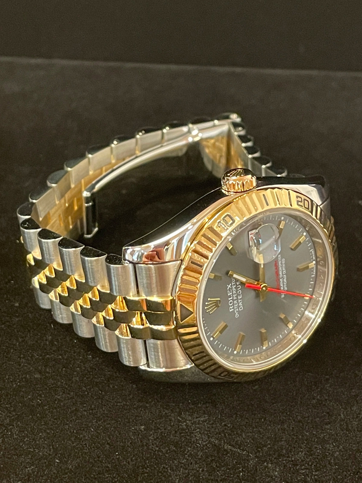 2004 Rolex Datejust Turnograph 116263 Grey Stick Dial TT Jubilee With Paper 36mm