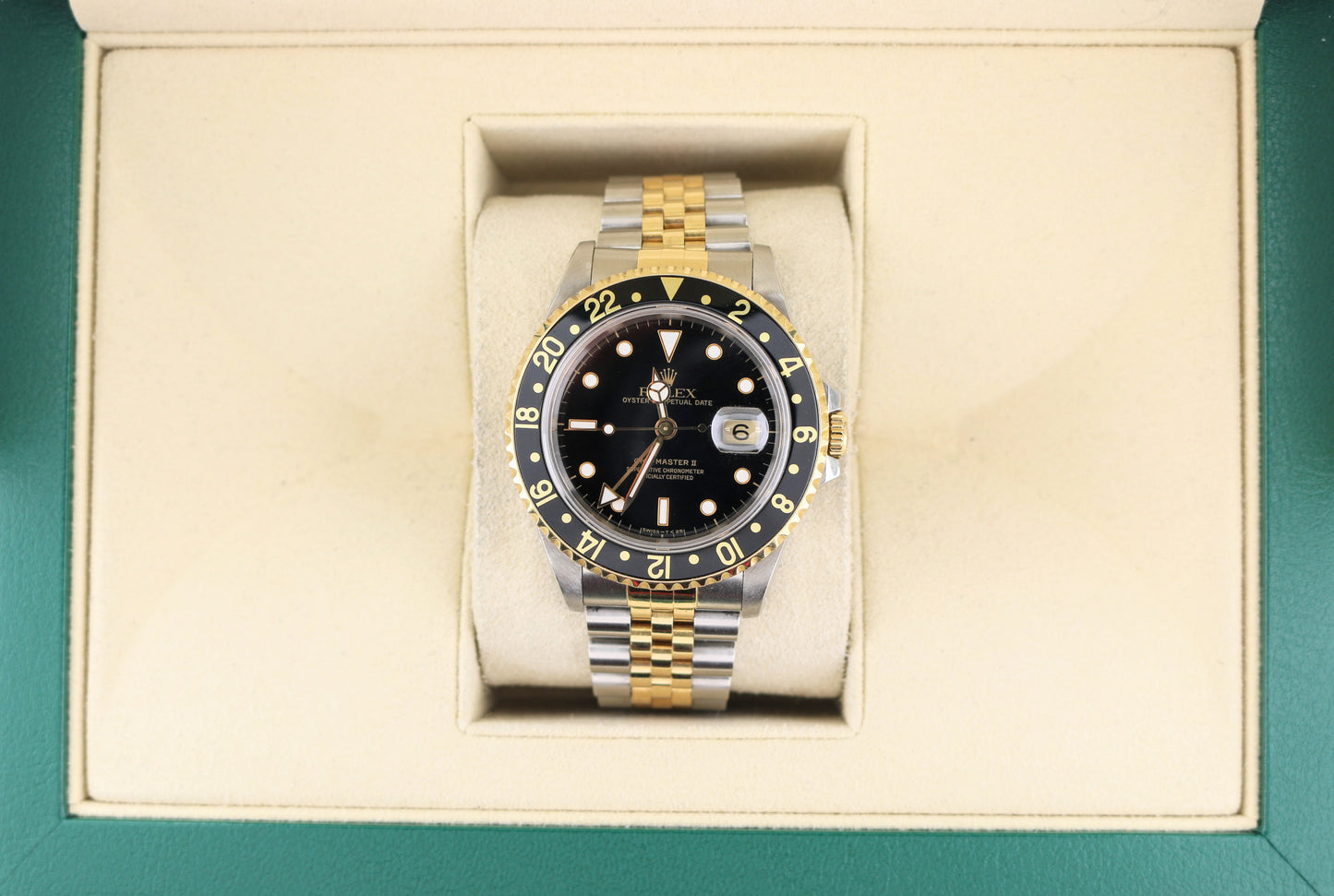 1991 Rolex GMT-Master II 16713 Unpolished Black Dial TT 18kt Jubilee 40mm