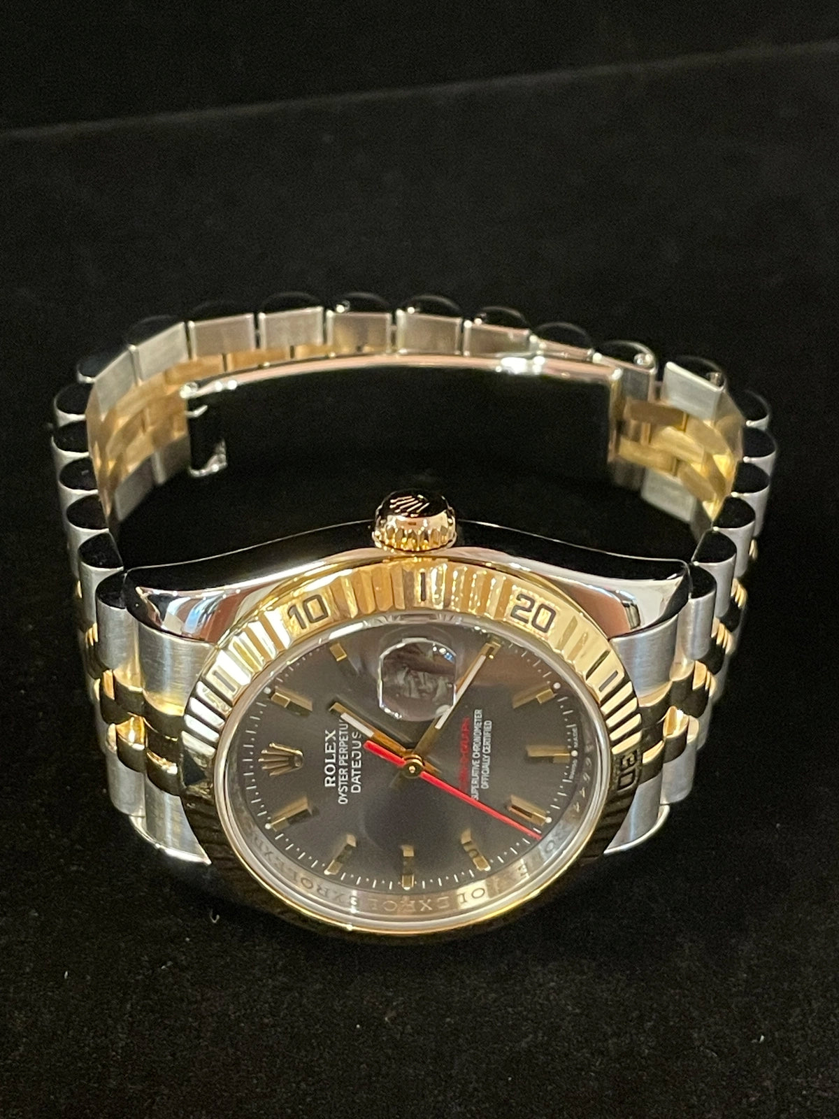 2004 Rolex Datejust Turnograph 116263 Grey Stick Dial TT Jubilee With Paper 36mm