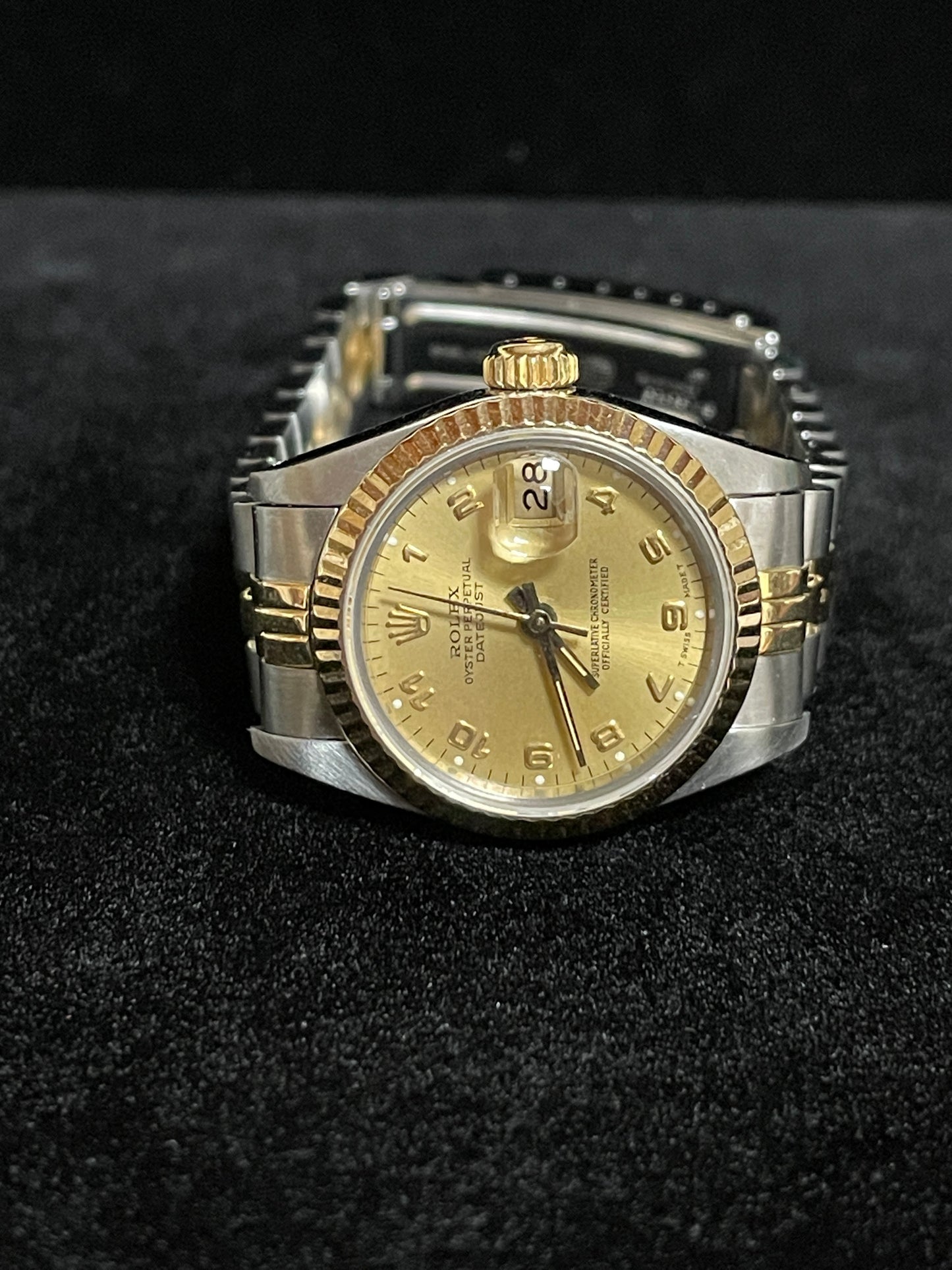 1986 Rolex Lady Datejust 69173 Champagne Arabic Dial TT 18kt Jubilee Papers 26mm