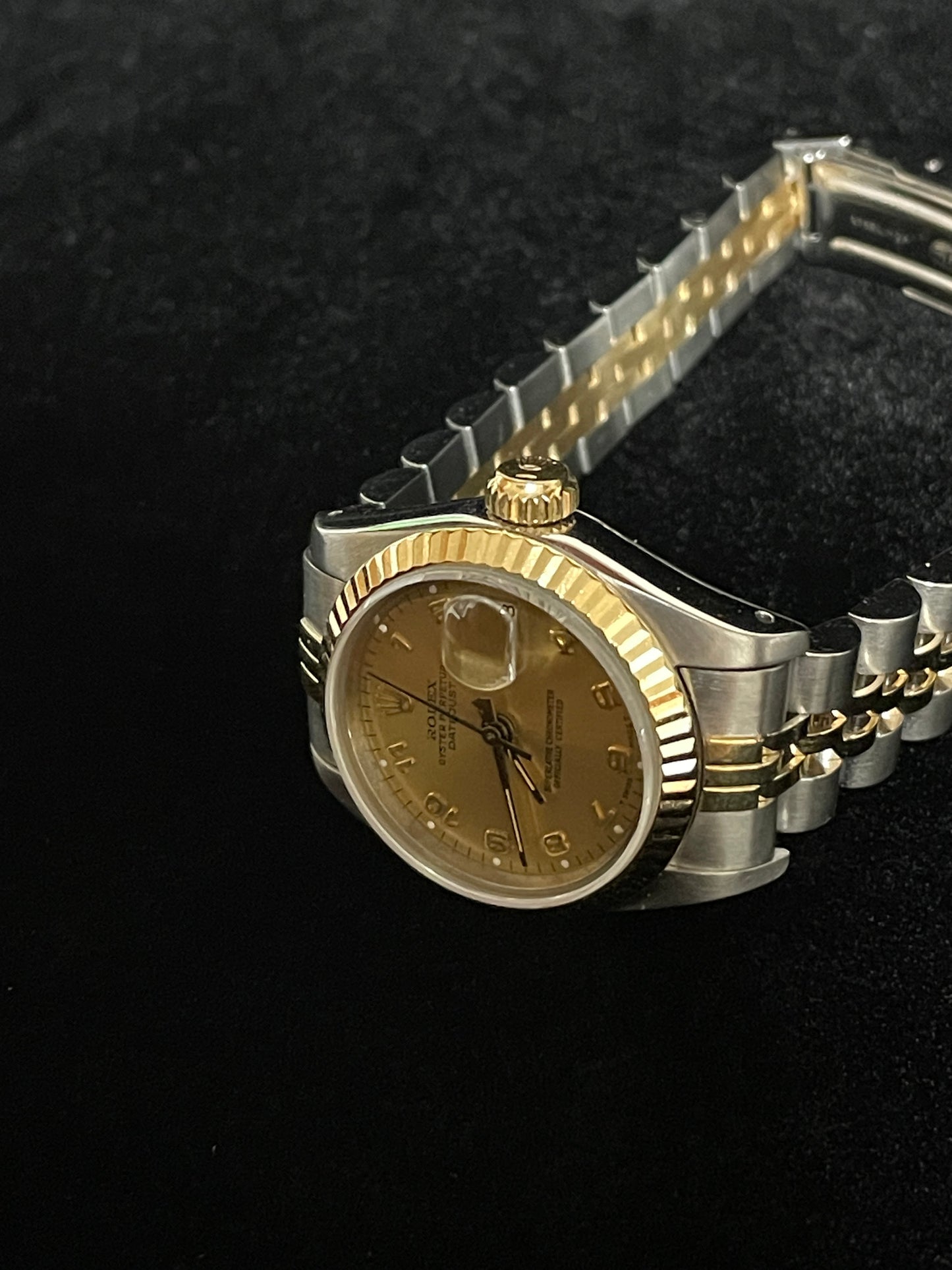 1986 Rolex Lady Datejust 69173 Champagne Arabic Dial TT 18kt Jubilee Papers 26mm