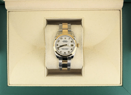 Rolex Ladies Datejust 178243 Midsize Ivory Computer Dial TT 18kt Oyster 31mm
