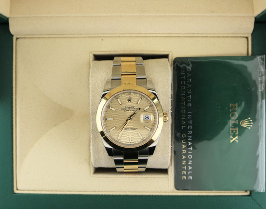 2024 Rolex Datejust 126303 Champagne Motif Dial TT 18kt Oyster With Papers 41mm