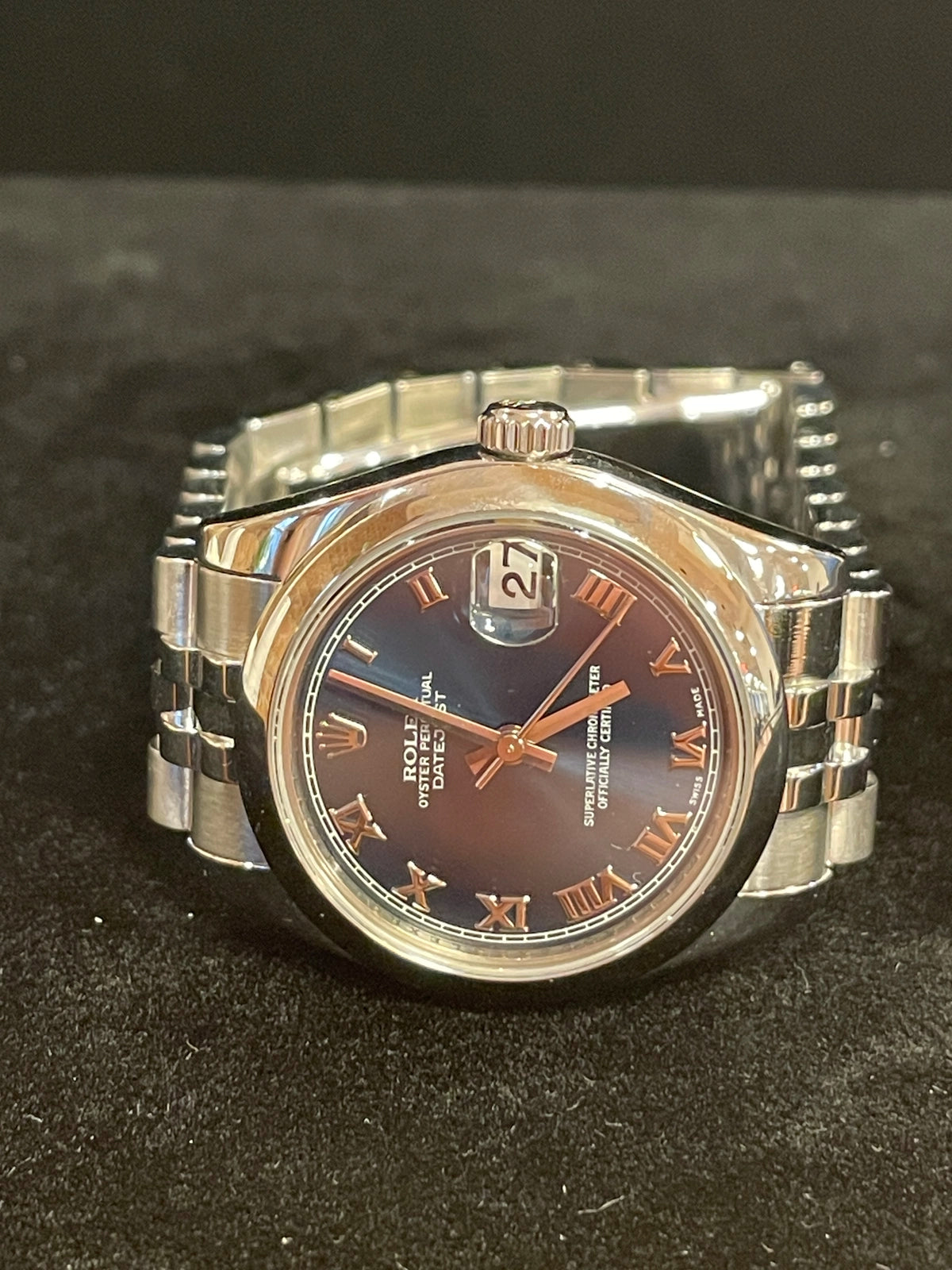 2008 Rolex Datejust 178240 Blue Roman Dial SS Jubilee With Papers 31mm